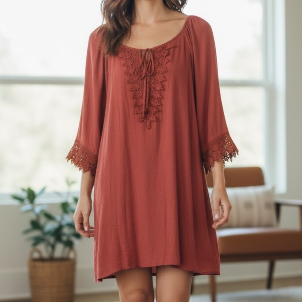NWT Anthropologie NAÏF Women’s Embroidered Lace Cottagecore Shift Mini Dress